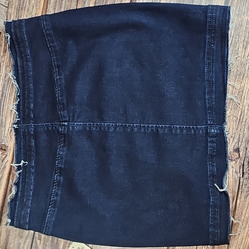 NWT URBAN OUTFITTERS LOW-RISE RUCHED FRONT RAW HEM DENIM STRETCH MINI SKIRT - Picture 8 of 12